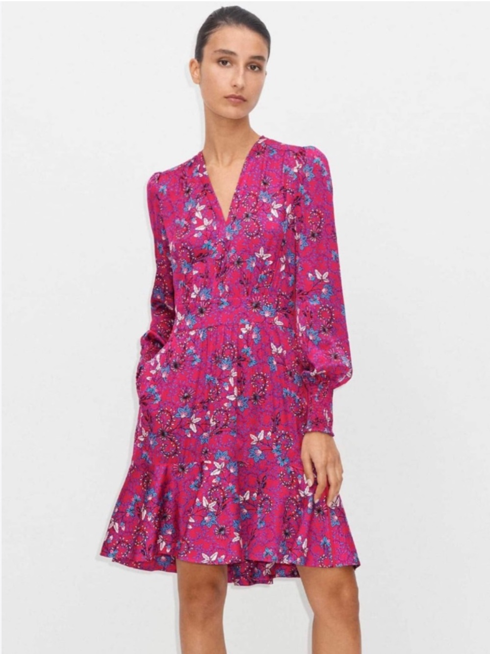 ME+EM Dress Wild Meadow Print Fit & Flare Short Mini in Purple Floral